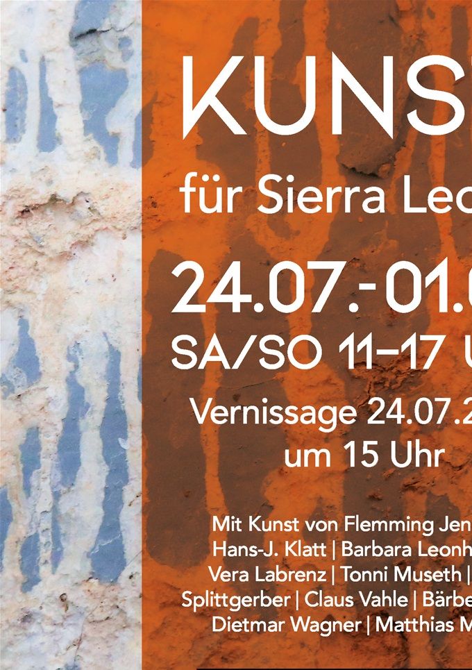 Der Auftakt der diesjährigen Ausstellungen in der Alten Spritfabrik in Schleswig ist eine Benefizkunstausstellung zugunsten eines Dorfentwicklungsprojekts in Sierra Leone ( bitte genauere Informationen unter dem Reiter PROJEKTE nachlesen).